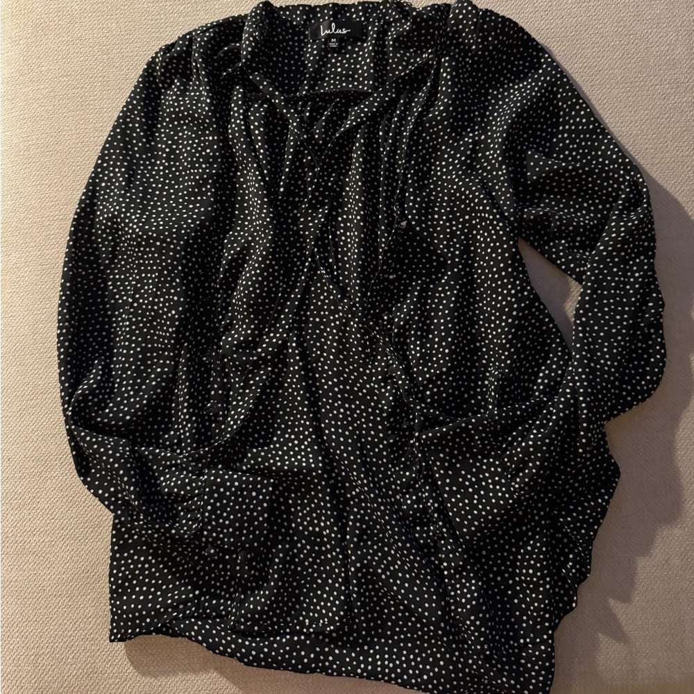 Lulu's Black Top with White Dots